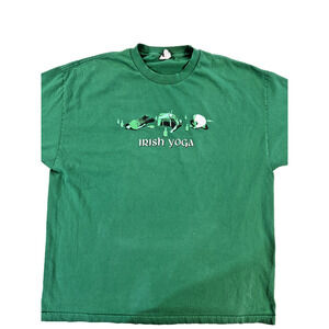 Irish Yoga Shirt Mens XL Funny Drinking Graphic Alstyle Tee St Patrick Novelty